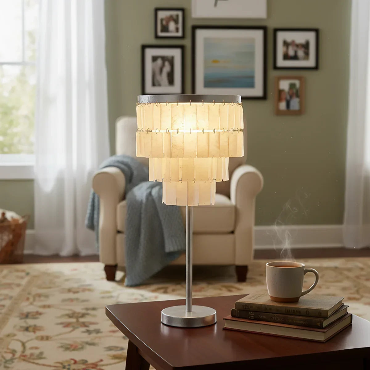 Rectangular Shell Waterfall Table Lamp