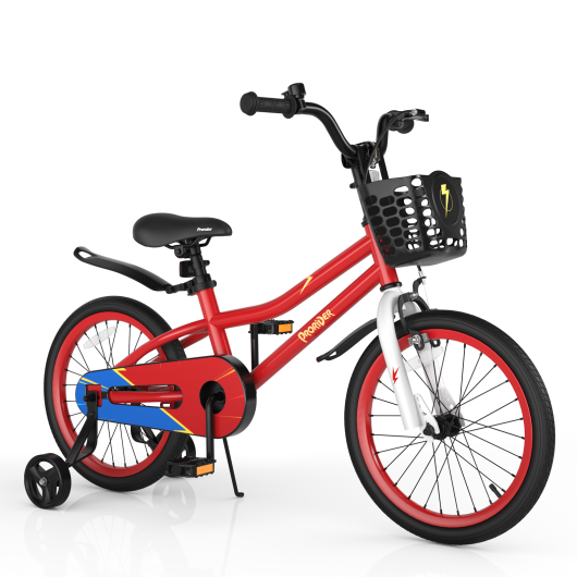 18 Inch Kids Bike with Removable Training Wheels-Red