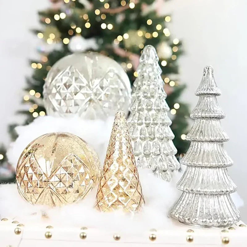 Resin Christmas Tree Statue Ornament Set of 5 Luminous Pieces