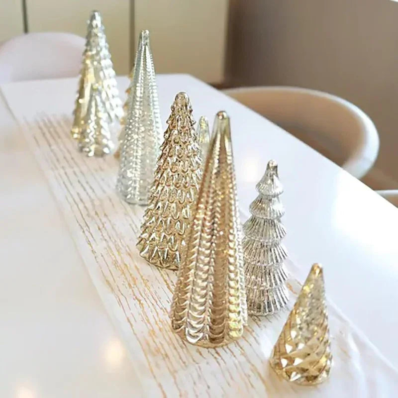 Resin Christmas Tree Statue Ornament Set of 5 Luminous Pieces