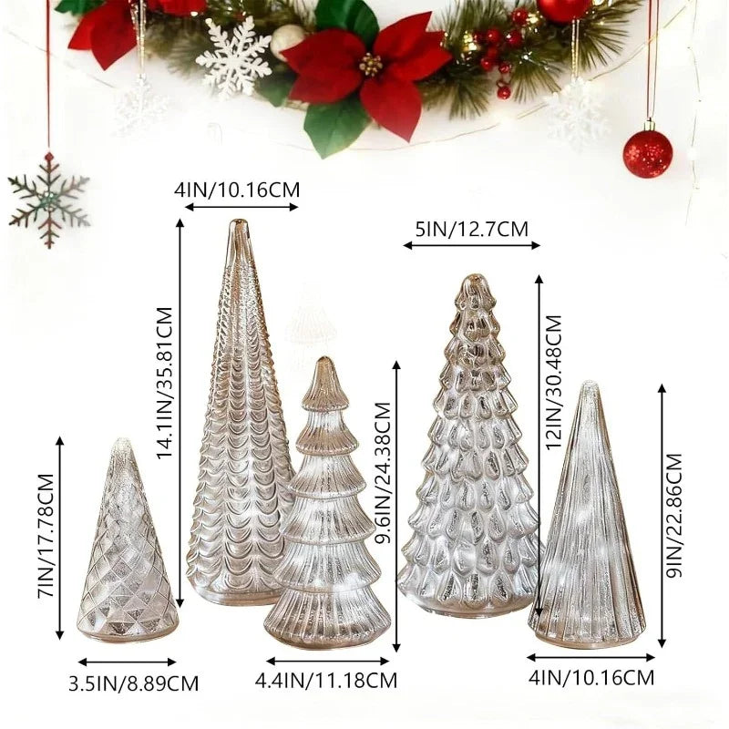 Resin Christmas Tree Statue Ornament Set of 5 Luminous Pieces