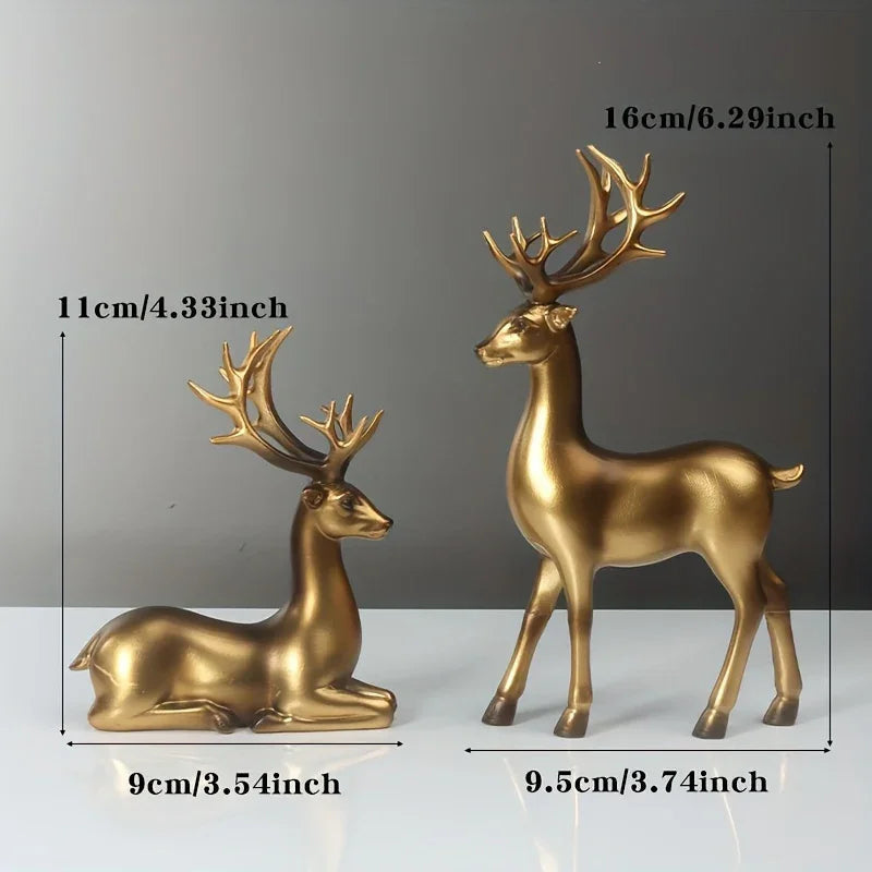 Resin Deer Figurines Black and Golden Color