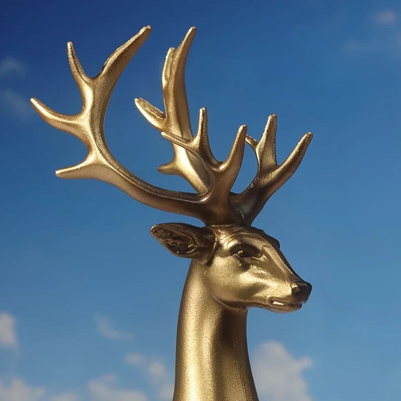 Resin Deer Figurines Black and Golden Color
