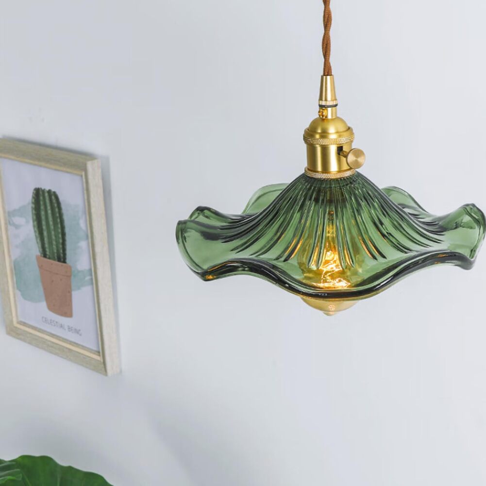 Retro Flower Glass Pendant Light