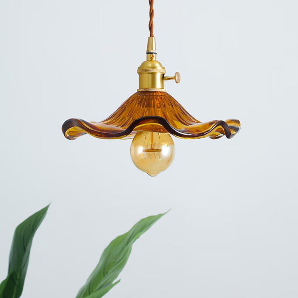 Retro Flower Glass Pendant Light