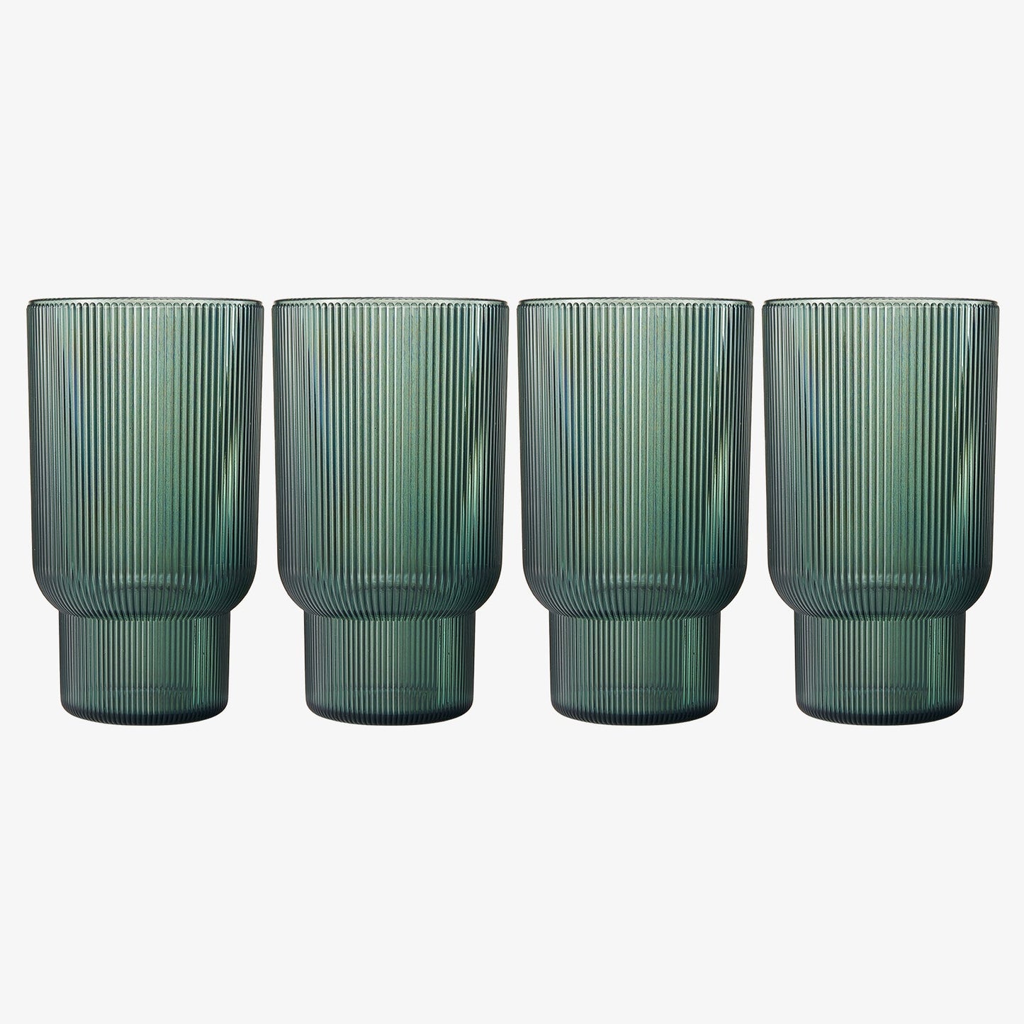 Eze Acrylic Ribbed Highball Glassware, Set of 4