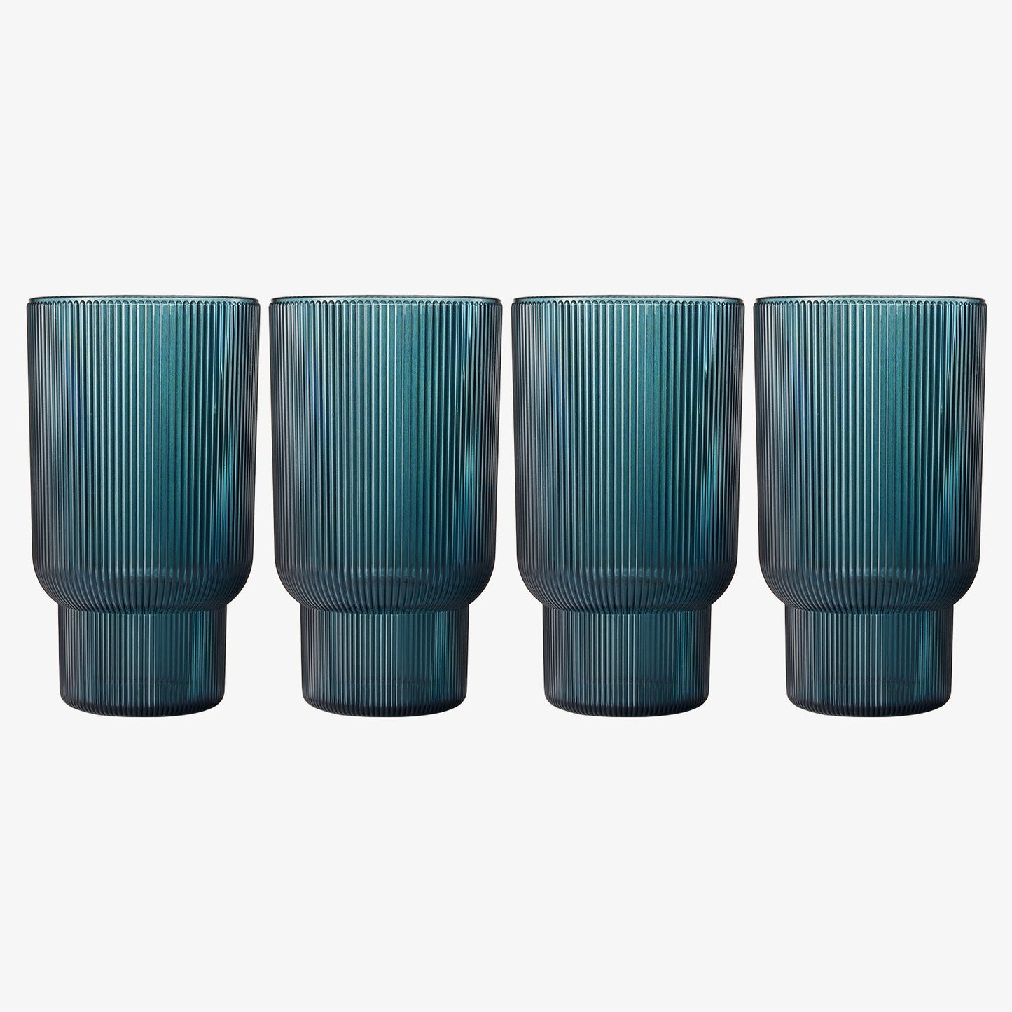 Eze Acrylic Ribbed Highball Glassware, Set of 4