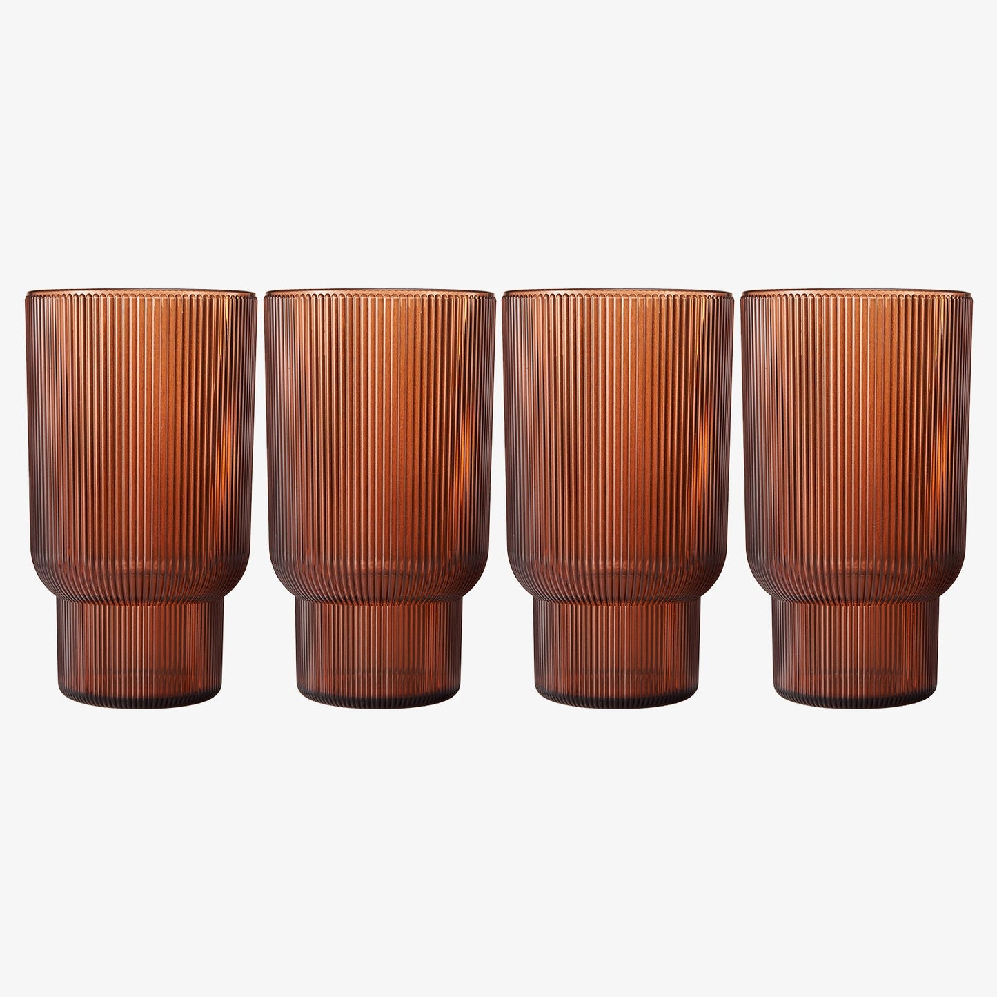 Eze Acrylic Ribbed Highball Glassware, Set of 4