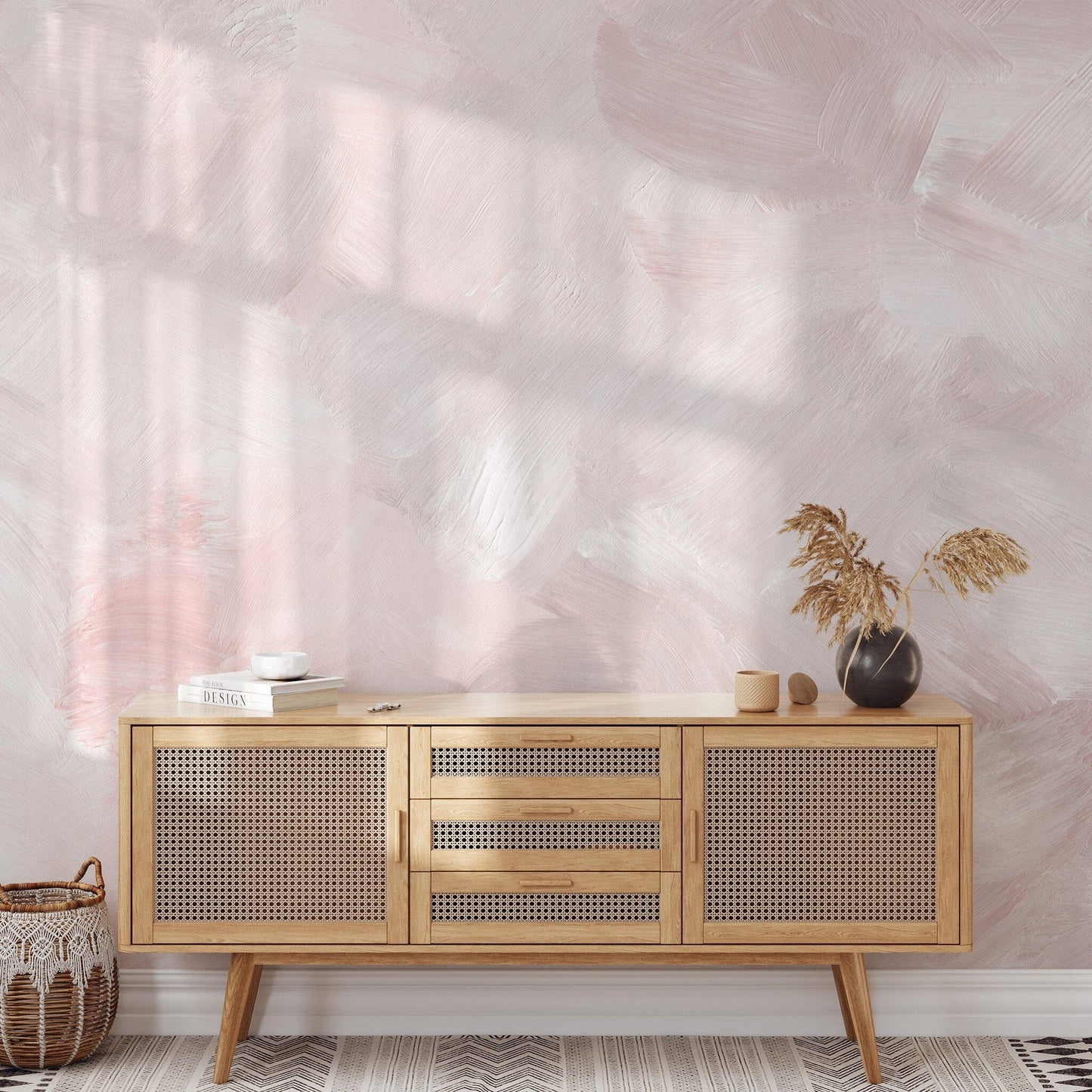 Light Pink Acrylic Brush Stroke Wallpaper Mural