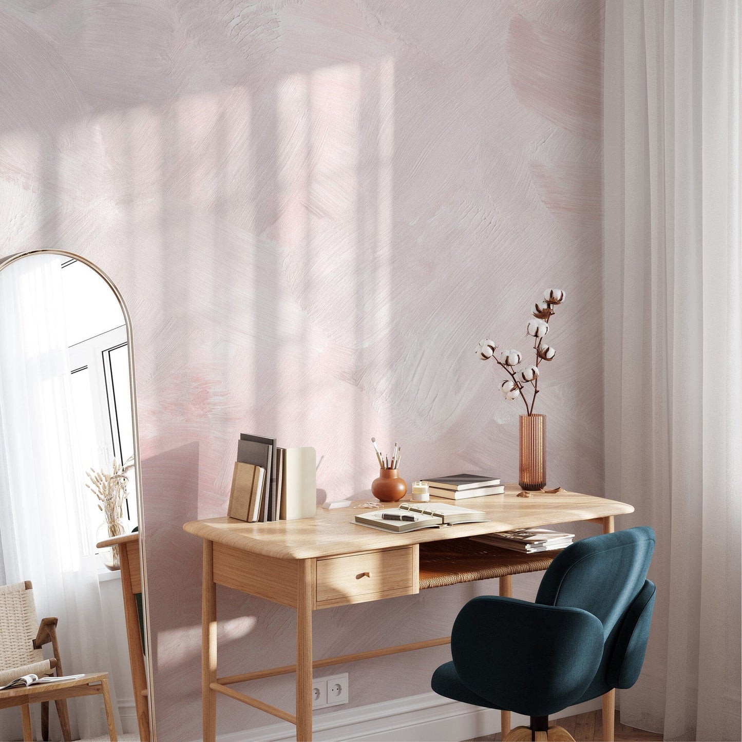 Light Pink Acrylic Brush Stroke Wallpaper Mural