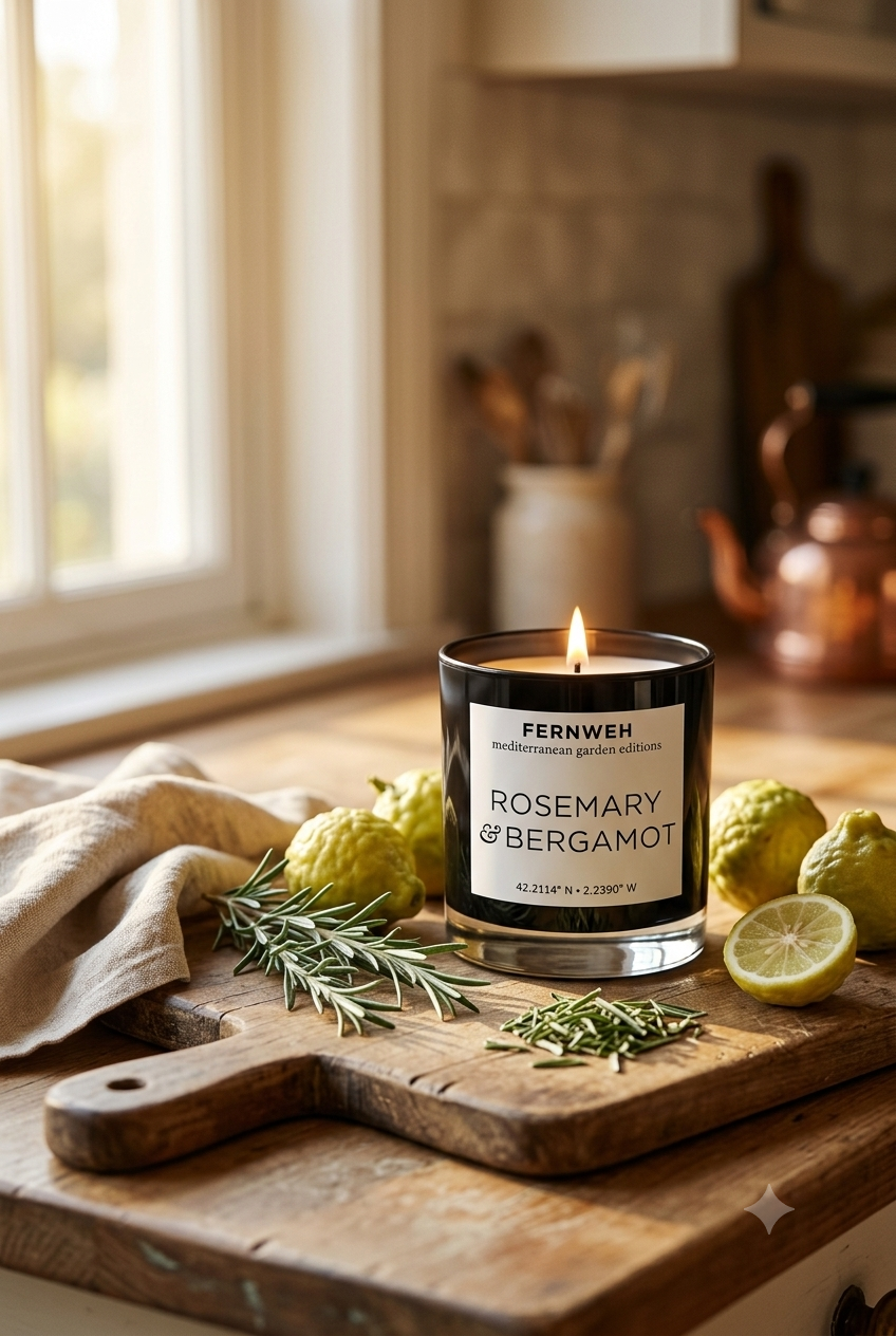 Rosemary & Bergamot Scented Soy Candle