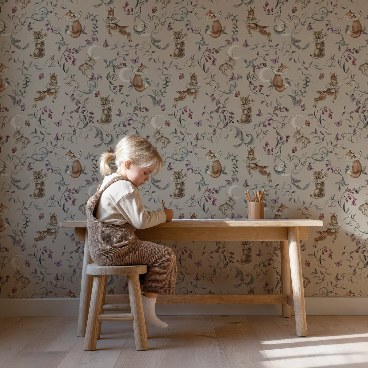 Whimsical Storybook Forest Animals Wallpaper