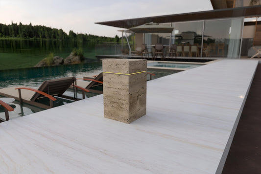 Luxury Travertine Marble Side Table with LED Illumination
