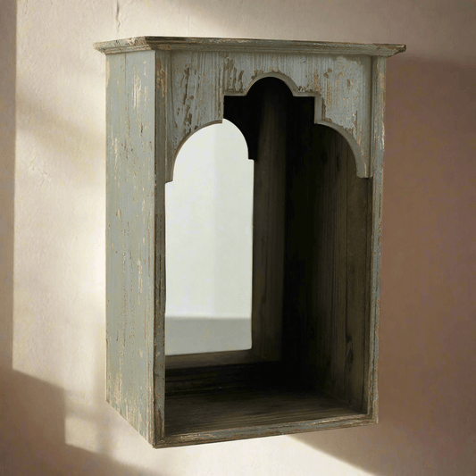 Rustic Arched Wall Niche with Mirror