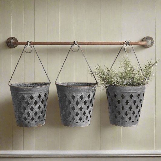 Rustic Hanging Lattice Basket Planters