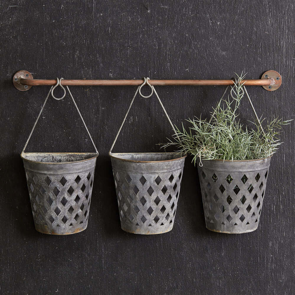 Rustic Hanging Lattice Basket Planters