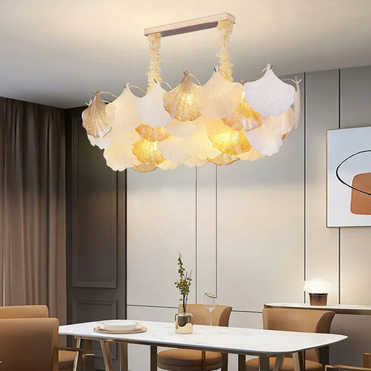 LED Art Deco Autumn Ginkgo Dimmable Hanging Lamps - Luminaire Chandelier Lighting for Dining Rooms with Lustre Suspension