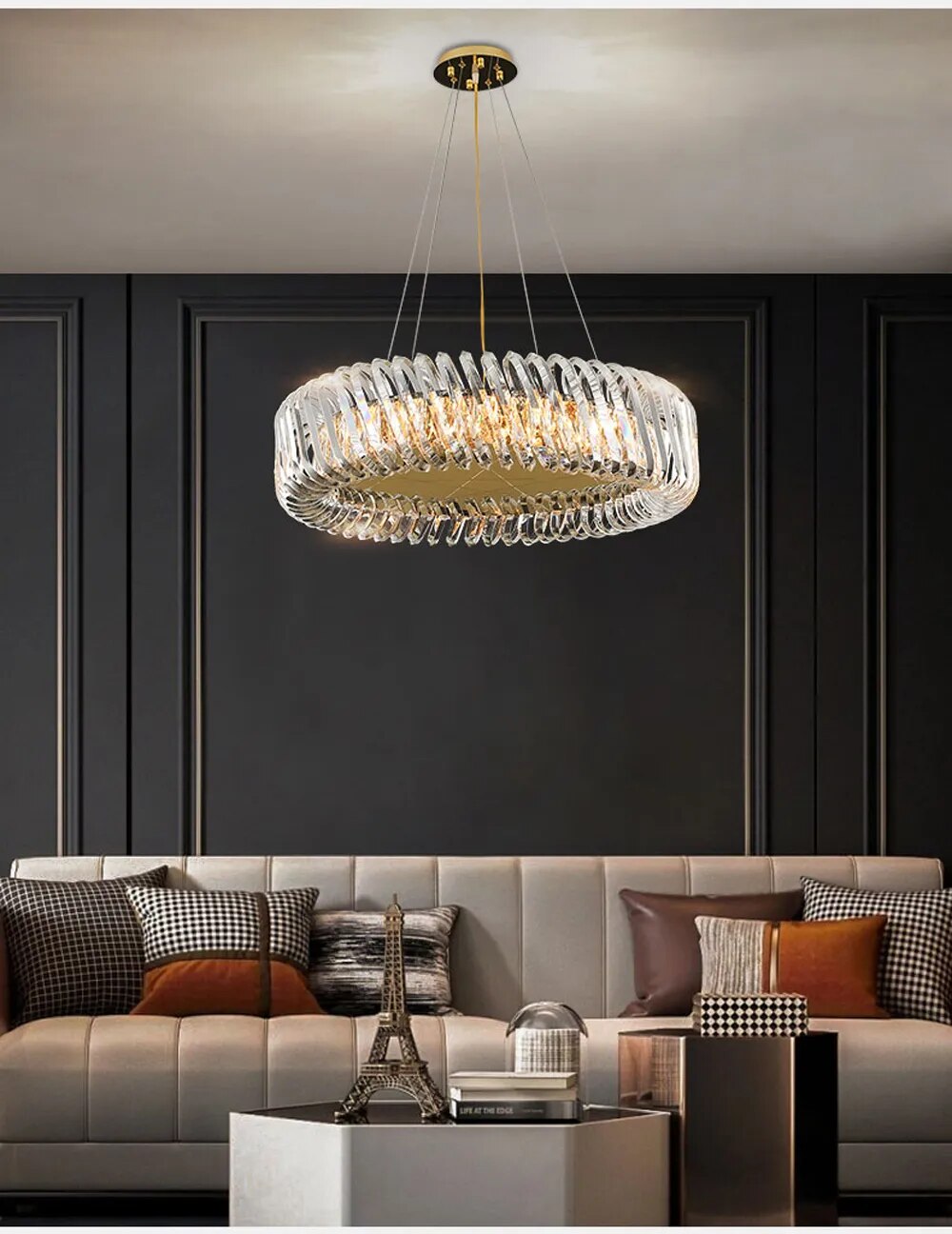Olivia's Art Deco Crystal Glass LED Chandelier