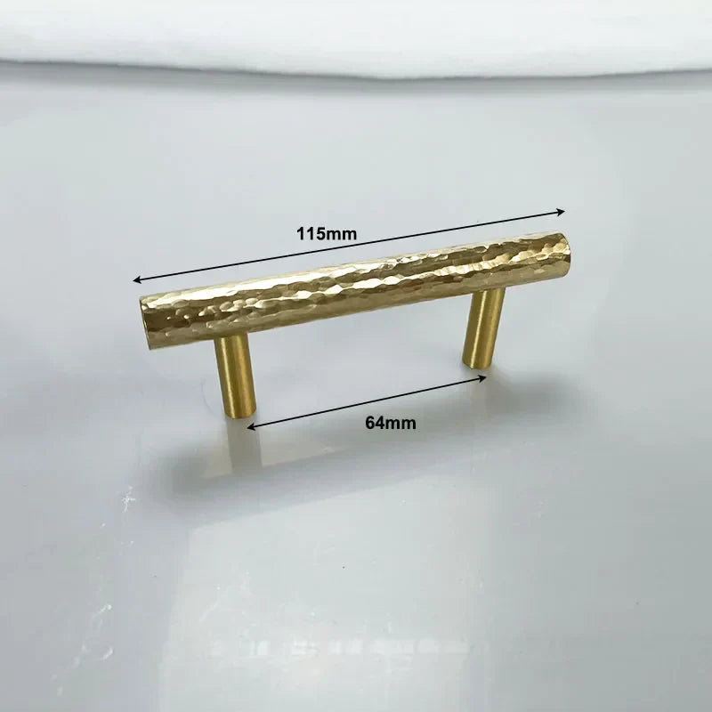 Hammered Brass Cabinet Handles – Light Gold Wardrobe Knobs and Drawer Pulls for American/Nordic Furniture