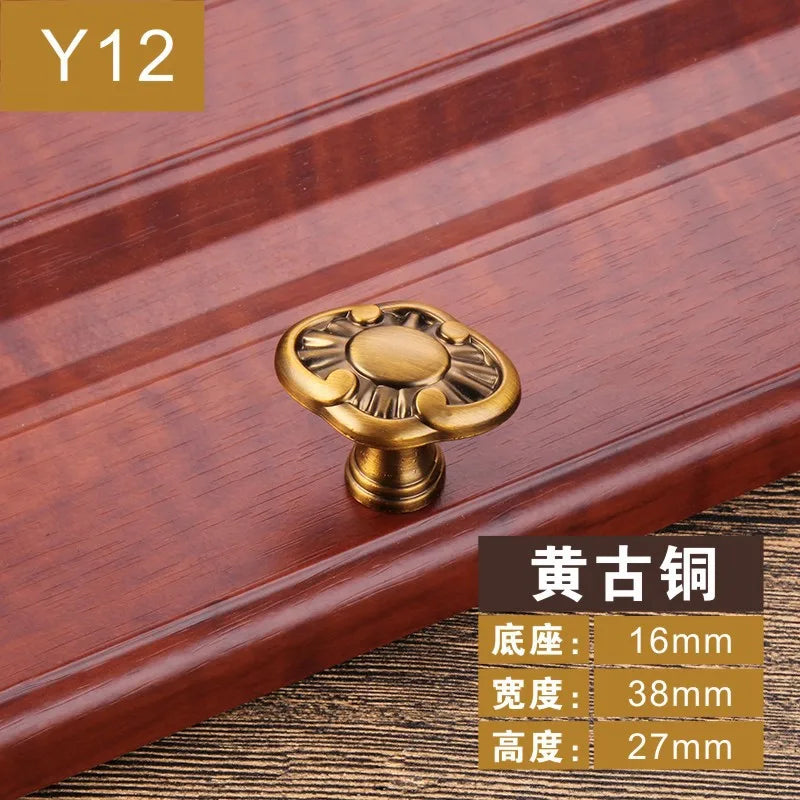 Antique Yellow Bronze Cabinet Handles - Brushed Vintage Drawer Pulls for Kitchen and Wardrobe Doors