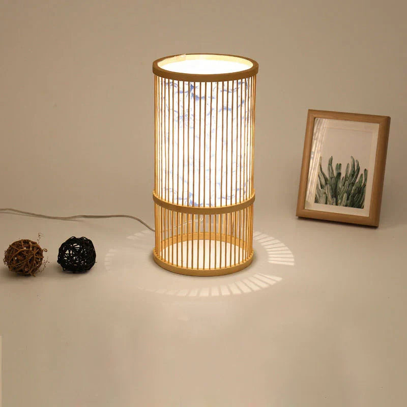 Style Bamboo Weaving Table Lamp - Creative Rattan Bedside Lighting