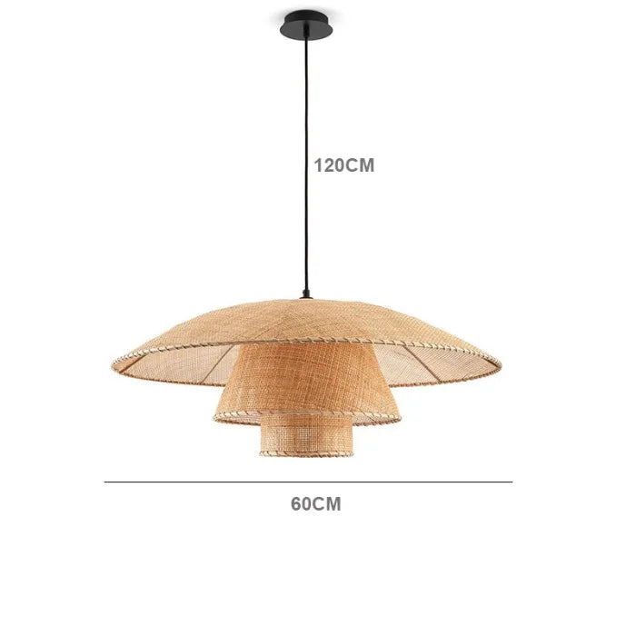 Retro Wabi-Sabi Rattan Pendant Light - Vintage Country Charm for Living Rooms, Bedrooms, Dining Areas, and Table Chandelier Lighting