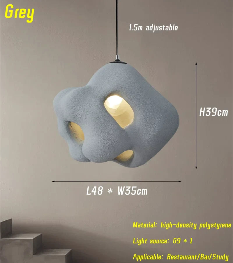 Nordic Wabi Sabi E27 Chandelier Light - Minimalist LED Home Decor Suspension Lamp for Cafes, Restaurants, and Bars