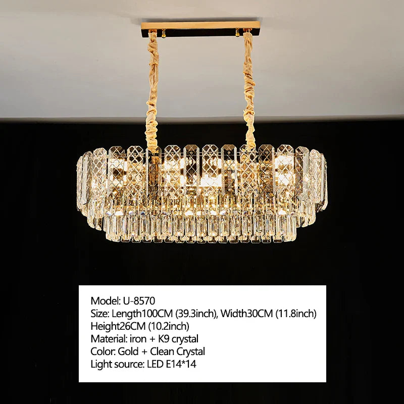 High-End Crystal Ceiling Lamp - Latest Light Luxury Design for Dining Rooms, an Exquisite Main Lamp Chandelier
