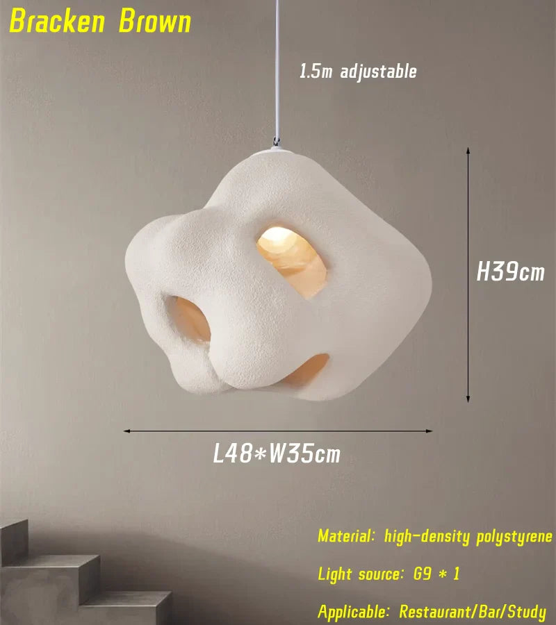 Nordic Wabi Sabi E27 Chandelier Light - Minimalist LED Home Decor Suspension Lamp for Cafes, Restaurants, and Bars