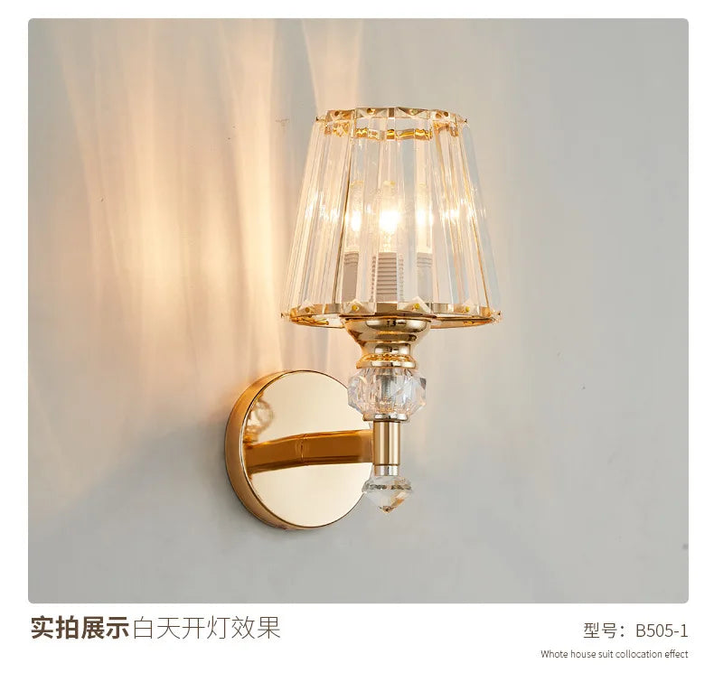New Modern Simple Bedroom Bedside Lamp - Crystal Wall Lamp for Eye Protection in Living Rooms, Studies, Corridors, and Stairwells