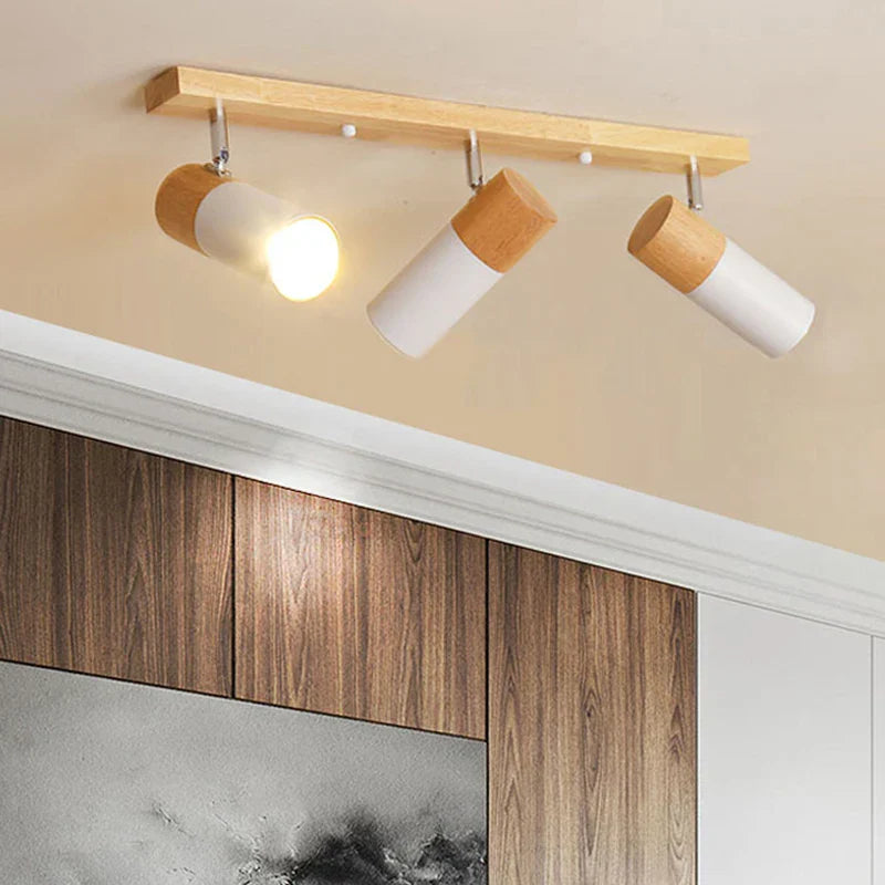 Rotatable Wooden Ceiling Lights - Adjustable Spotlight for Living Room, Bedroom, Dining Room, and Cloakroom