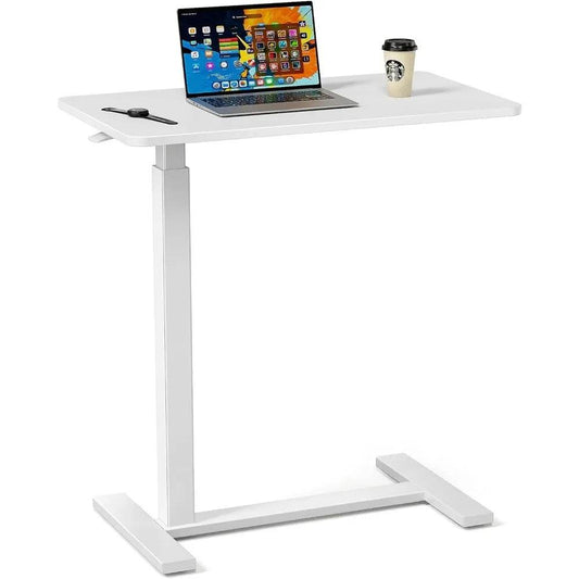 Adjustable Overbed Bedside Table with Wheels for Home Use