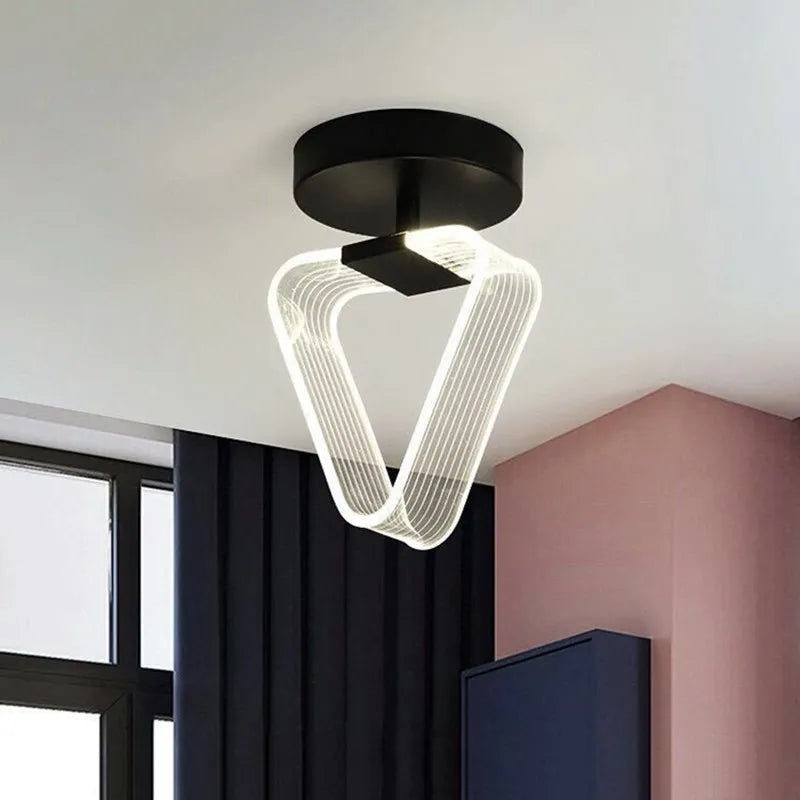 Modern LED Ceiling Light - Acrylic Geometry Linear Decoration Lamp in Black and Gold for Bedroom, Living Room, Corridor, and Indoor Home Fixture