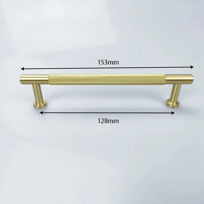 Knurled Brass Wardrobe Handles – Modern Kitchen Cabinet and Drawer Pull Bar Handles