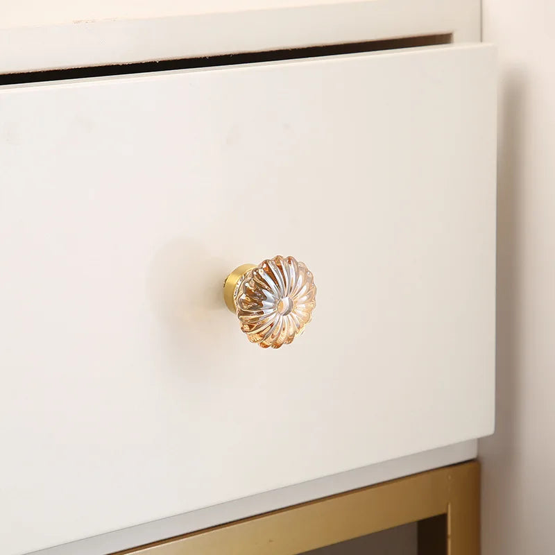 Brass Crystal Cupboard Cabinet Handle Kitchen Drawer Knobs Light Luxury Furniture Hardware Transparent Handle Home Decoration