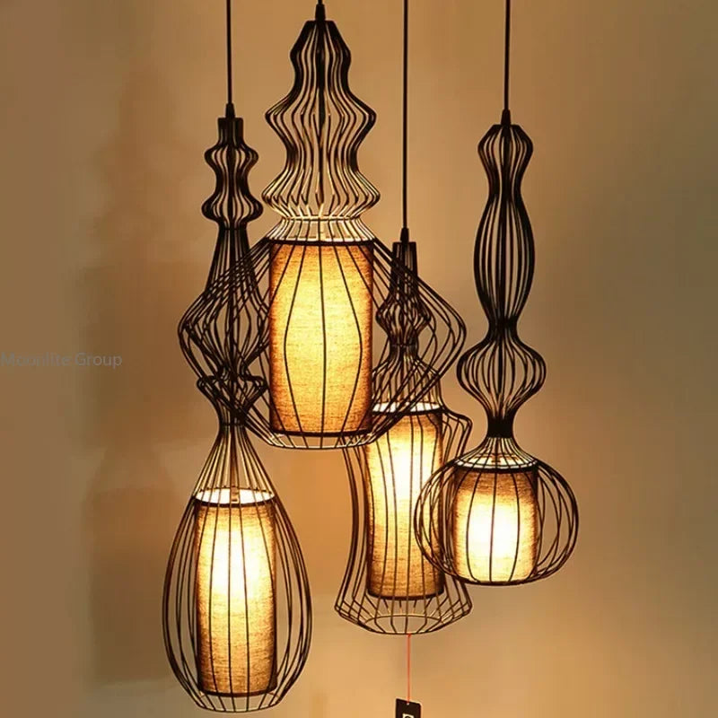 American Birdcage Retro Chandelier with Creative Hollow Design for Living Room Elegance