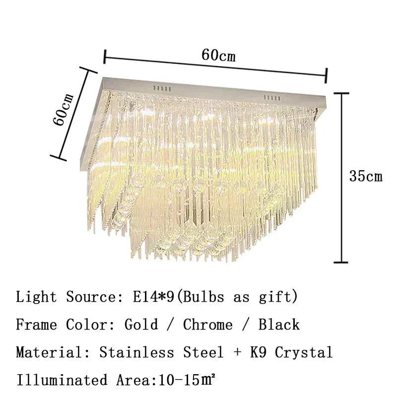 Luxury Chrome LED Ceiling Lights - Modern Elegance for Living Rooms with Crystal Accents