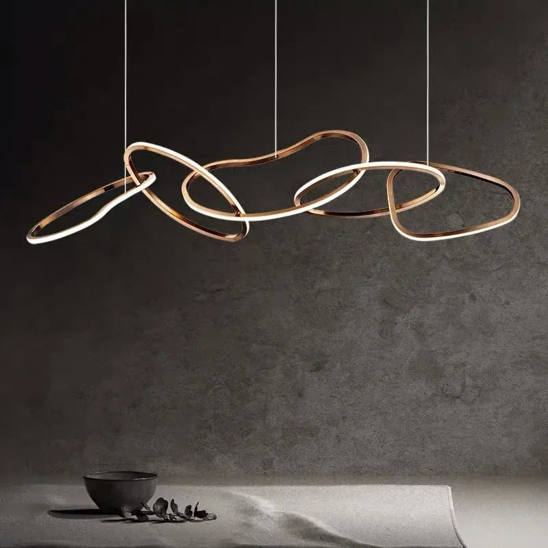 Modern Rose Gold LED Chandeliers - Elegant Lighting for Living and Dining Room Decor