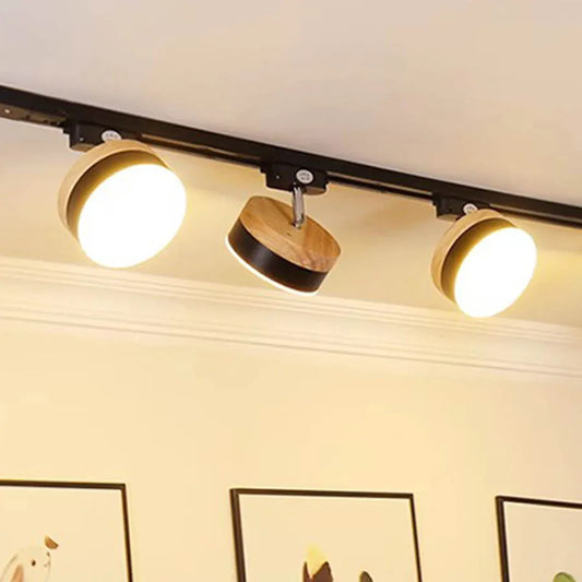 12W Nordic Wooden LED Track Light - COB Ceiling Spotlight for Home and Store Decor