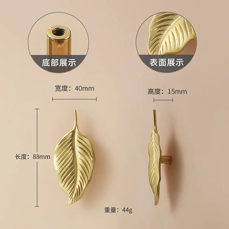 Luxury Brass Flower and Leaf Cabinet Handles – Chinese-Style Decorative Pulls for Wardrobes and Drawers