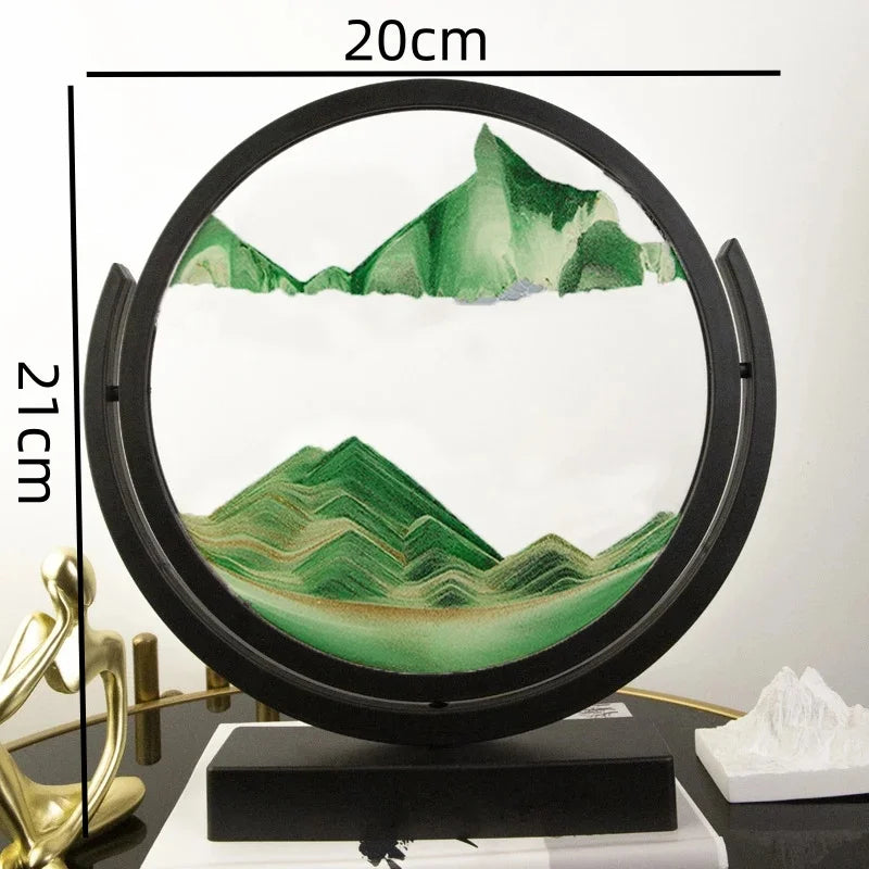 3D Moving Sand Art Painting Hourglass Round Handmade Glass Deep Sea Sandscape Quicksand Craft Sandglass Home Decoration Gifts