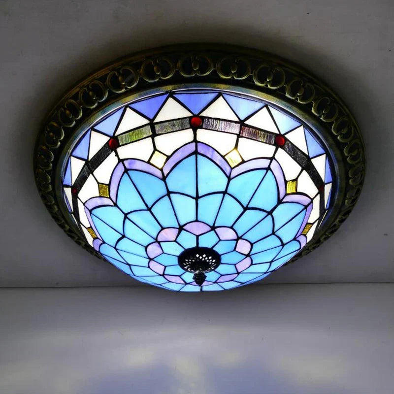 Vintage Turkish Tiffany Ceiling Lights - Artistic Elegance for Living Rooms and Bedrooms