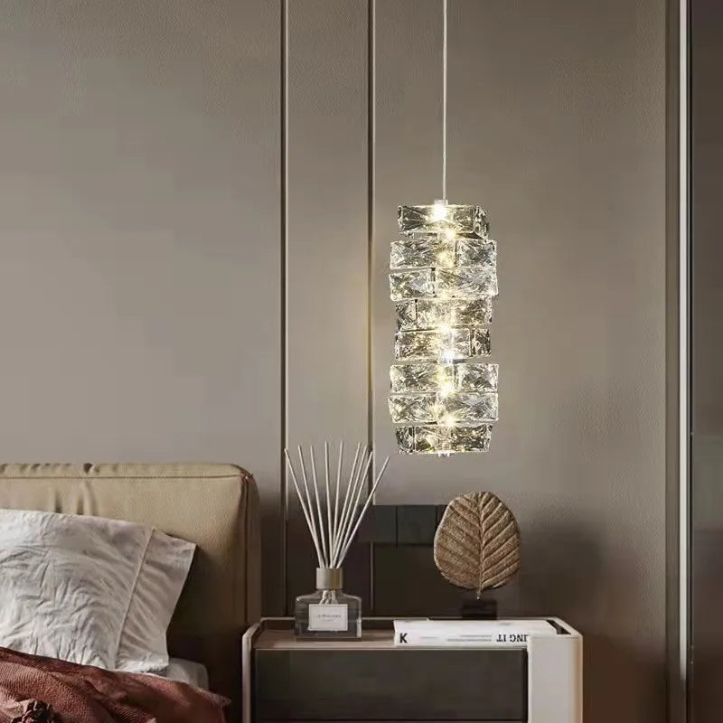 Sophisticated Crystal LED Pendant Lights - Dimmable, Ideal for Living and Dining Rooms - Luxurious Ring Design