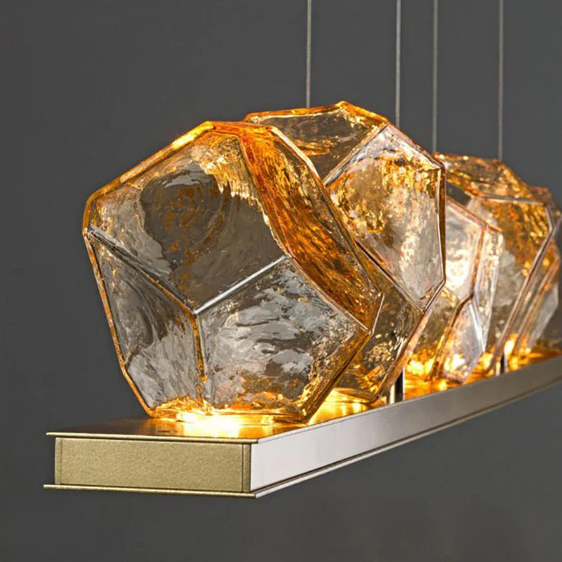 Modern LED Chandelier Lighting - Nordic Rock Glass Elegance for Living Rooms and More