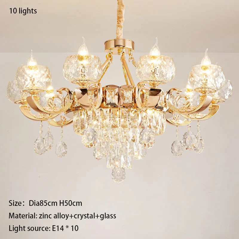 Grand European Style Crystal Pendant Lamp - High-Grade Luxury for Living Rooms, Dining Areas, and Bedrooms