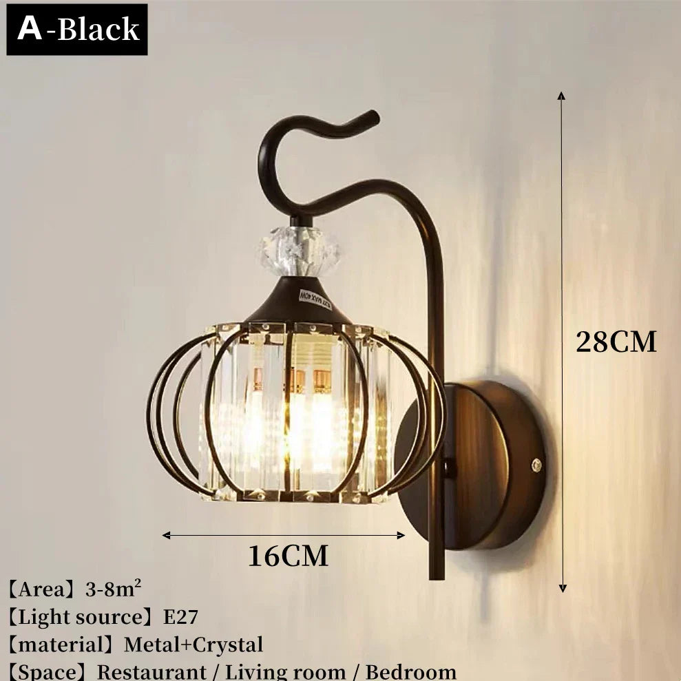 Modern Luxury Gold Wall Lamp - Nordic Creative Crystal Sconce for Living Room, Hallway, Bedside, and Indoor Decoration with Metal LED Wall Light