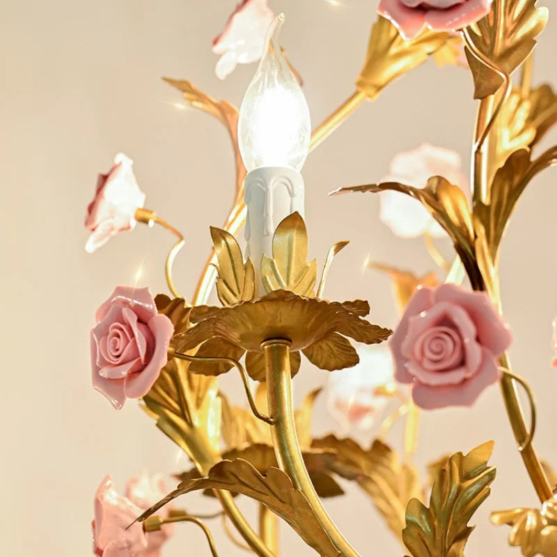 Elegant Nordic Rose Copper Chandelier - LED Illumination for Luxury Living