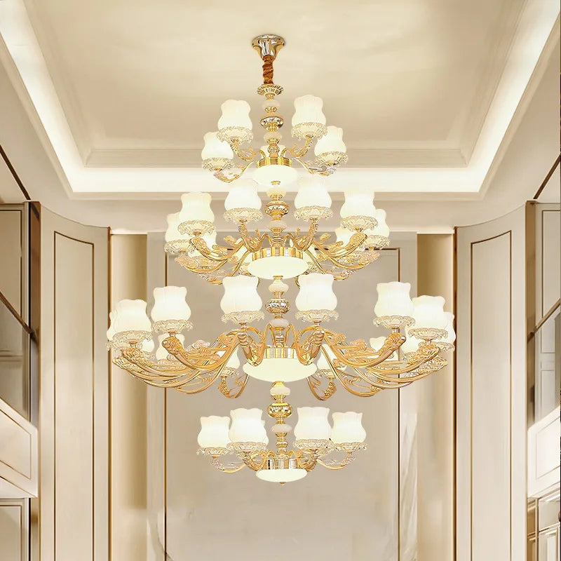 European Style Duplex Building Chandelier - Simple Elegance for Large Living Rooms, Hallways, and Staircases
