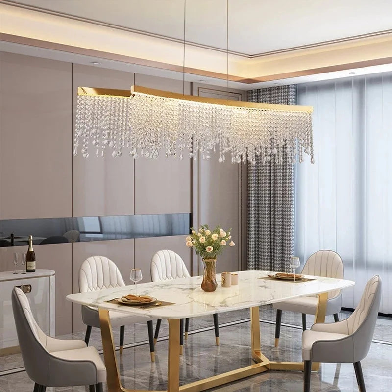 Modern LED Crystal Chandelier - Elegant Lighting Fixture for Living Room, Dining Room, Kitchen, and Home Lighting Decor