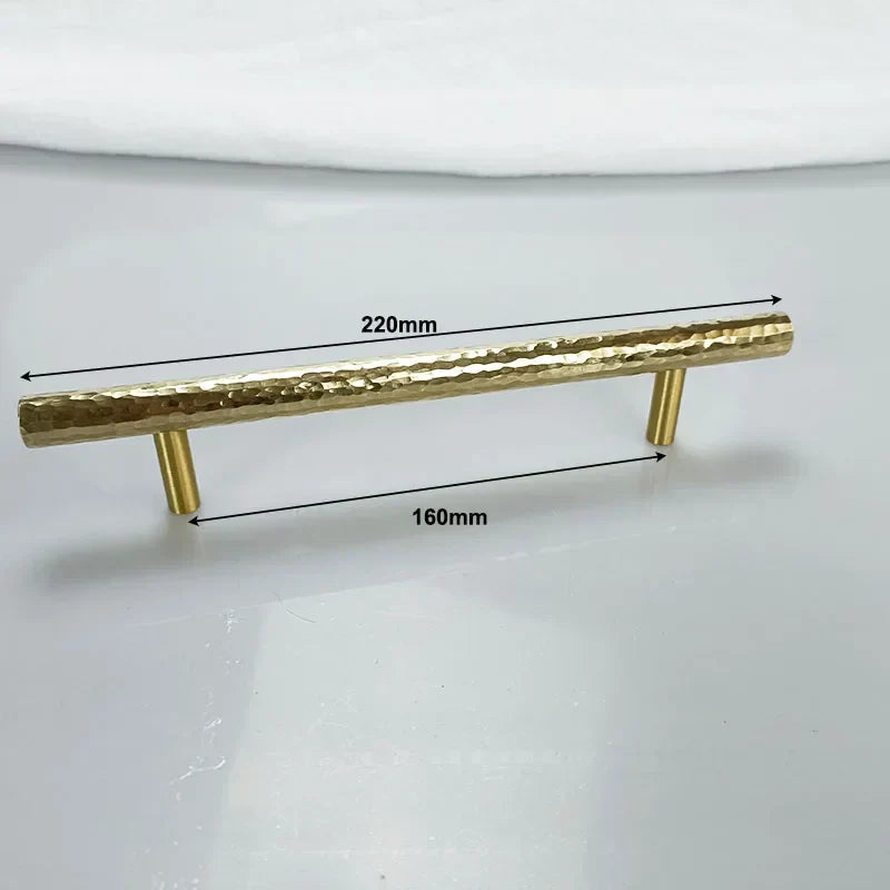 Hammered Brass Cabinet Handles – Light Gold Wardrobe Knobs and Drawer Pulls for American/Nordic Furniture